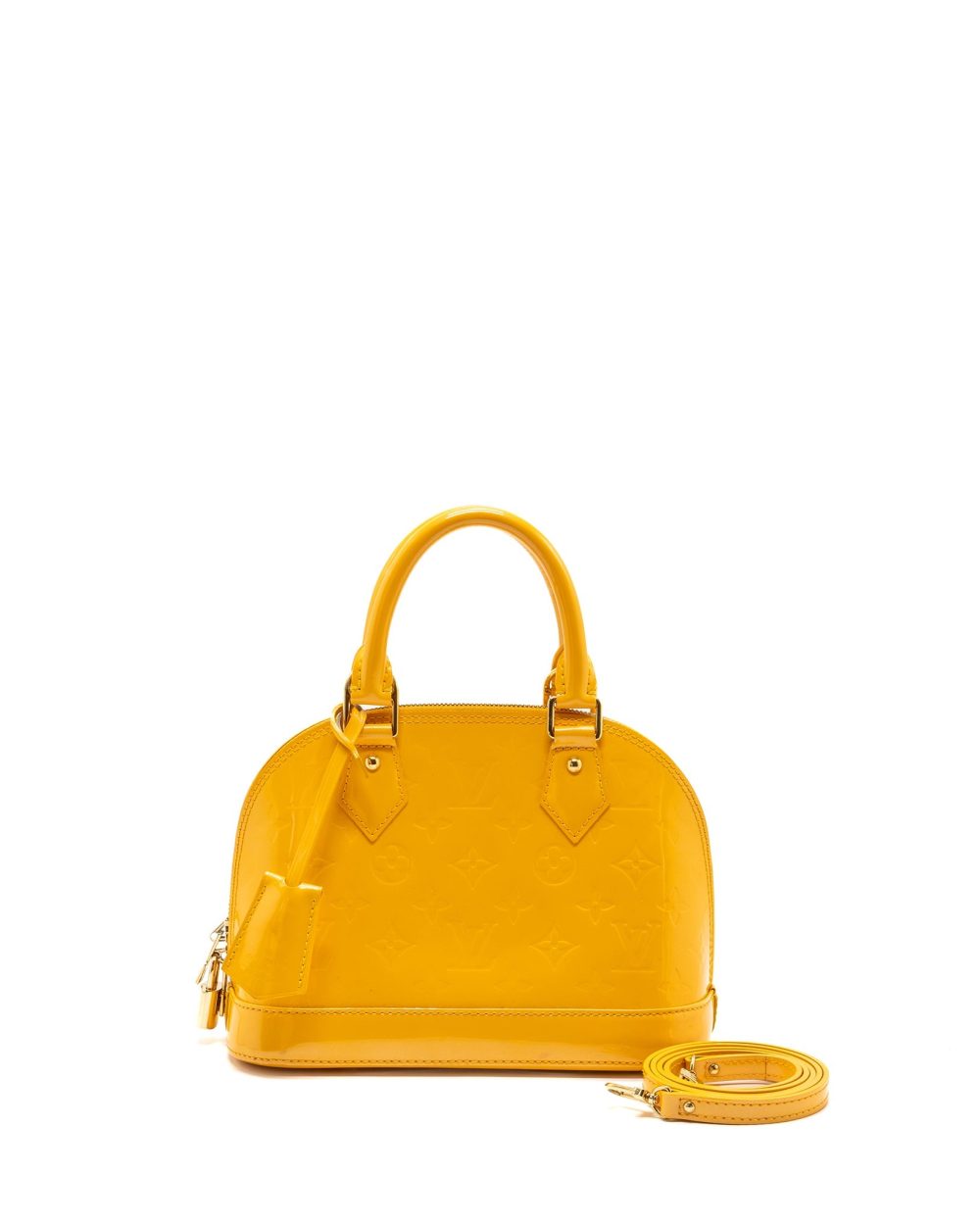 AAA Replica Louis Vuitton LV ALMA BB PATENT YELLOW LGHW