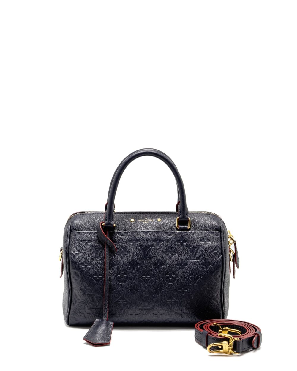 AAA Replica Louis Vuitton LV SPEEDY 25 BANDOULIERE MONOGRAM EMPREINTE NAVY/RED GHW