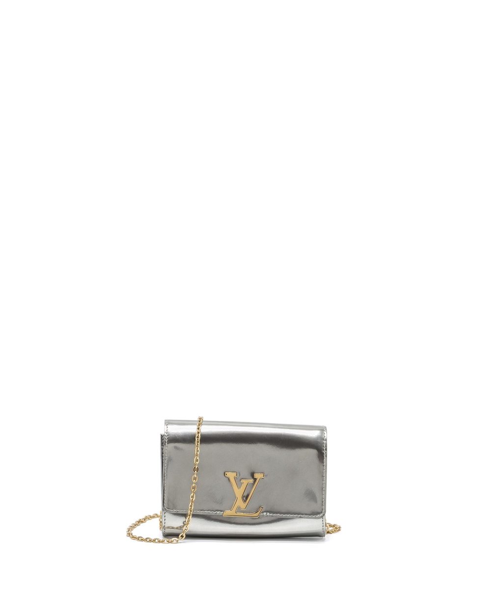 AAA Replica Louis Vuitton LV LOUISE PM PATENT SILVER GHW