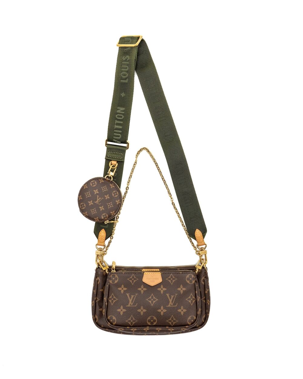 AAA Replica Louis Vuitton LV MULTI POCHETTE MONOGRAM CANVAS / KHAKI STRAP GHW
