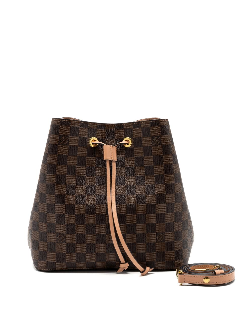 AAA Replica Louis Vuitton LV NEONOE MM DAMIER EBENE CANVAS LIGHT PINK GHW