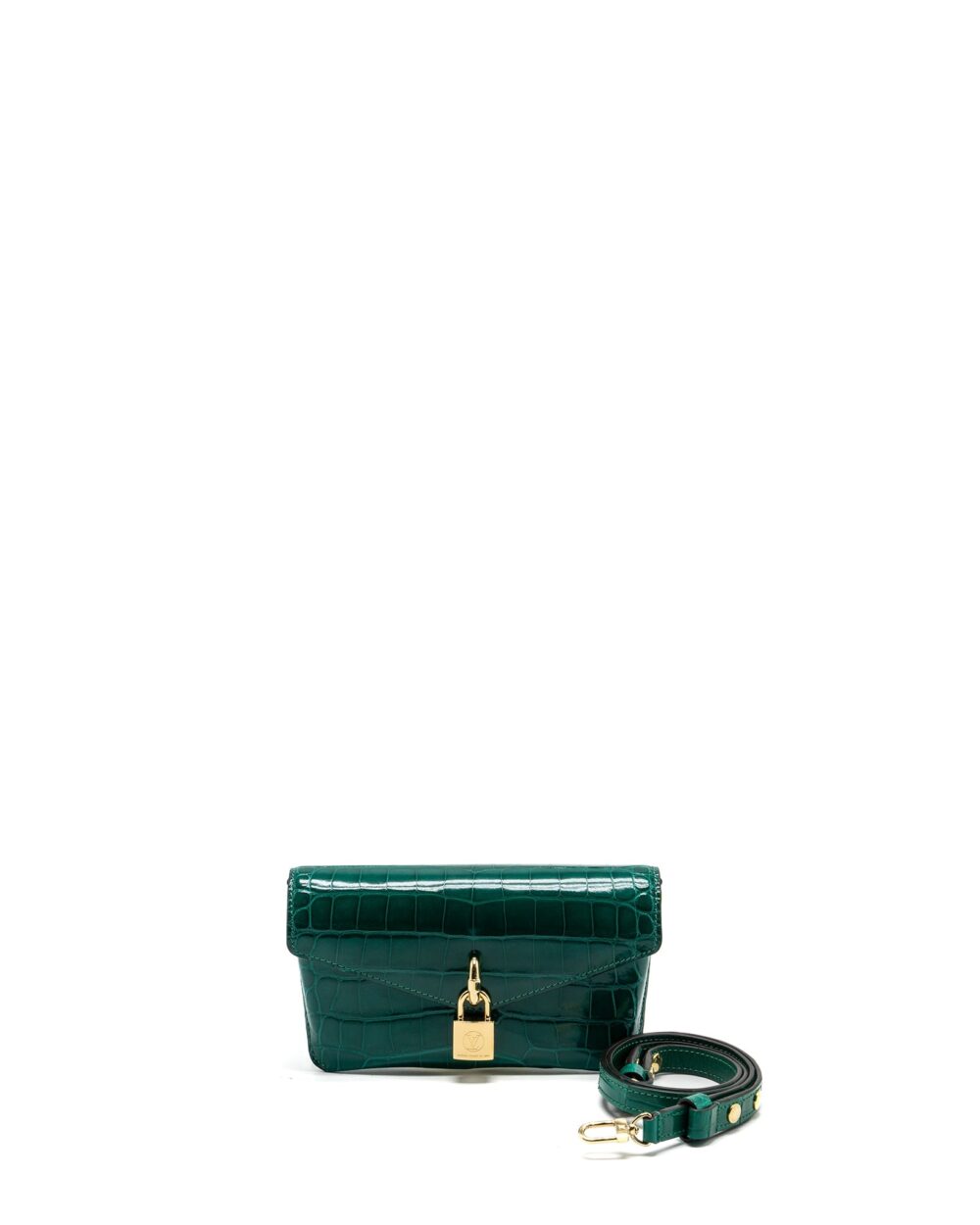 AAA Replica Louis Vuitton LV PADLOCK ON STRAP CROCODILE BRILLANT GREEN GHW