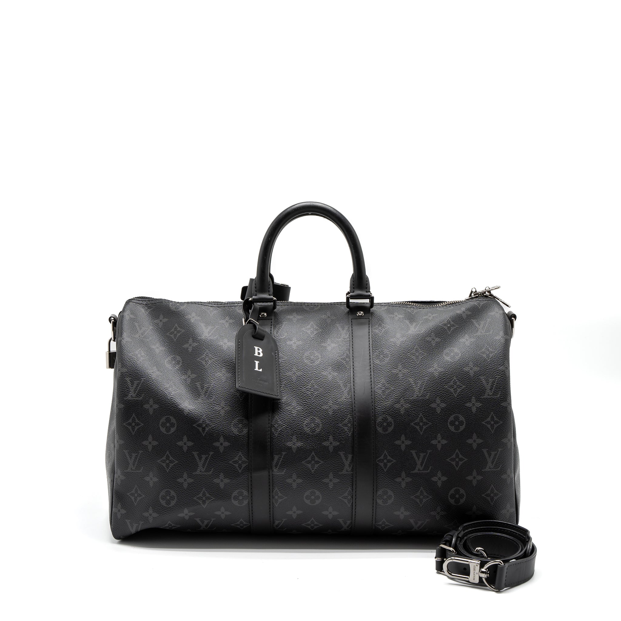 AAA Replica Louis Vuitton LV Keepall Bandoulière 45 Monogram Eclipse Canvas SHW