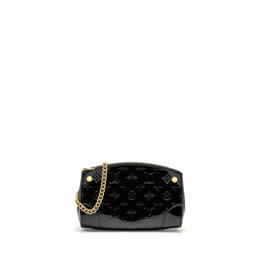 AAA Replica Louis Vuitton LV VERNIS SANTA MONICA CLUTCH PATENT BLACK GHW