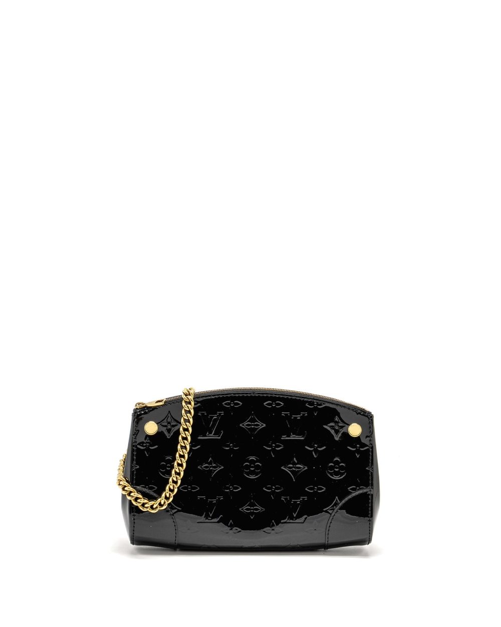 AAA Replica Louis Vuitton LV VERNIS SANTA MONICA CLUTCH PATENT BLACK GHW