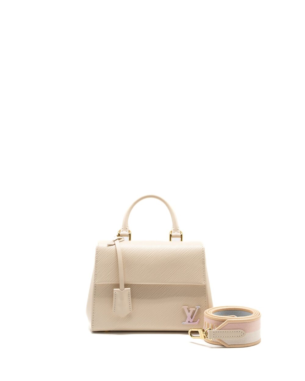 AAA Replica Louis Vuitton LV CLUNNY MINI EPI CREAM WHITE/MULTICOLOUR STRAP SHW