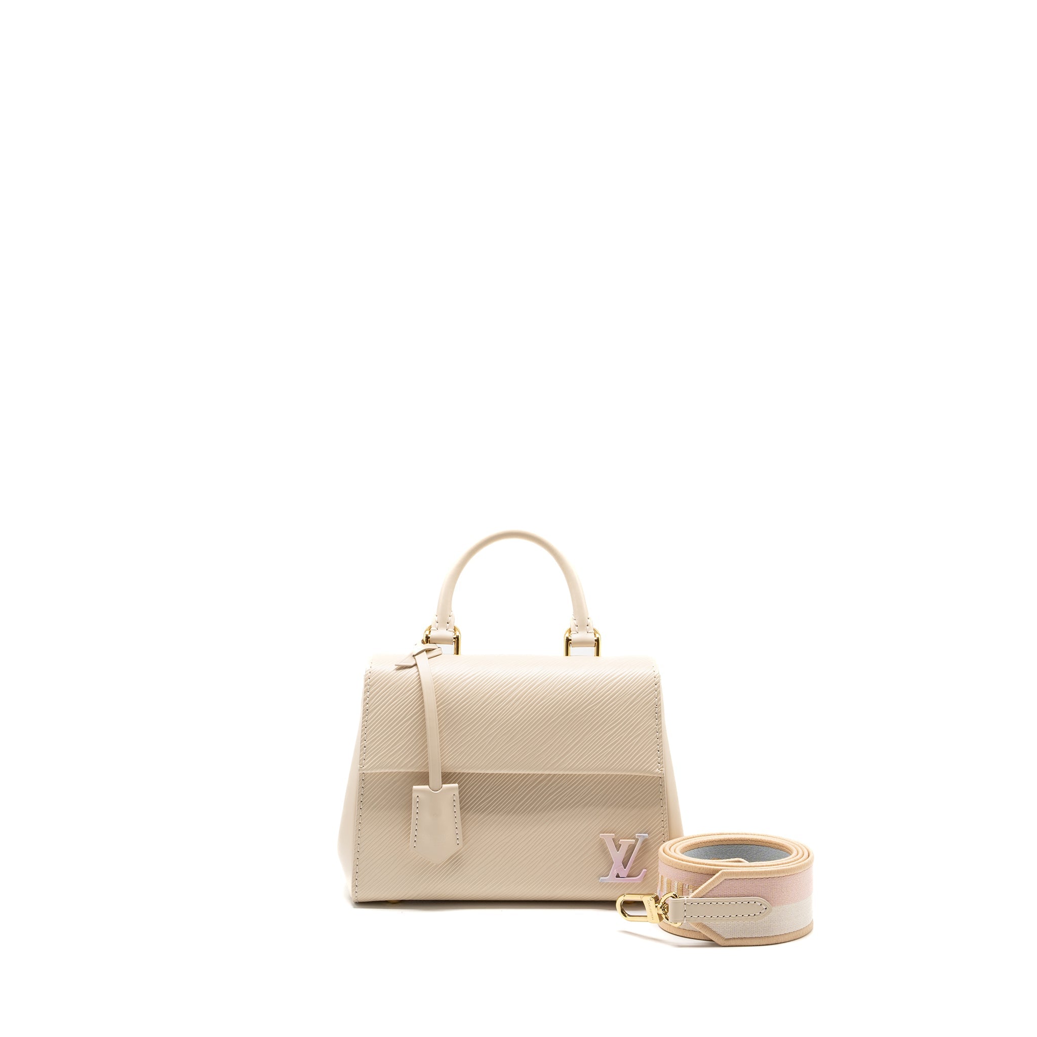 AAA Replica Louis Vuitton LV CLUNNY MINI EPI CREAM WHITE/MULTICOLOUR STRAP SHW