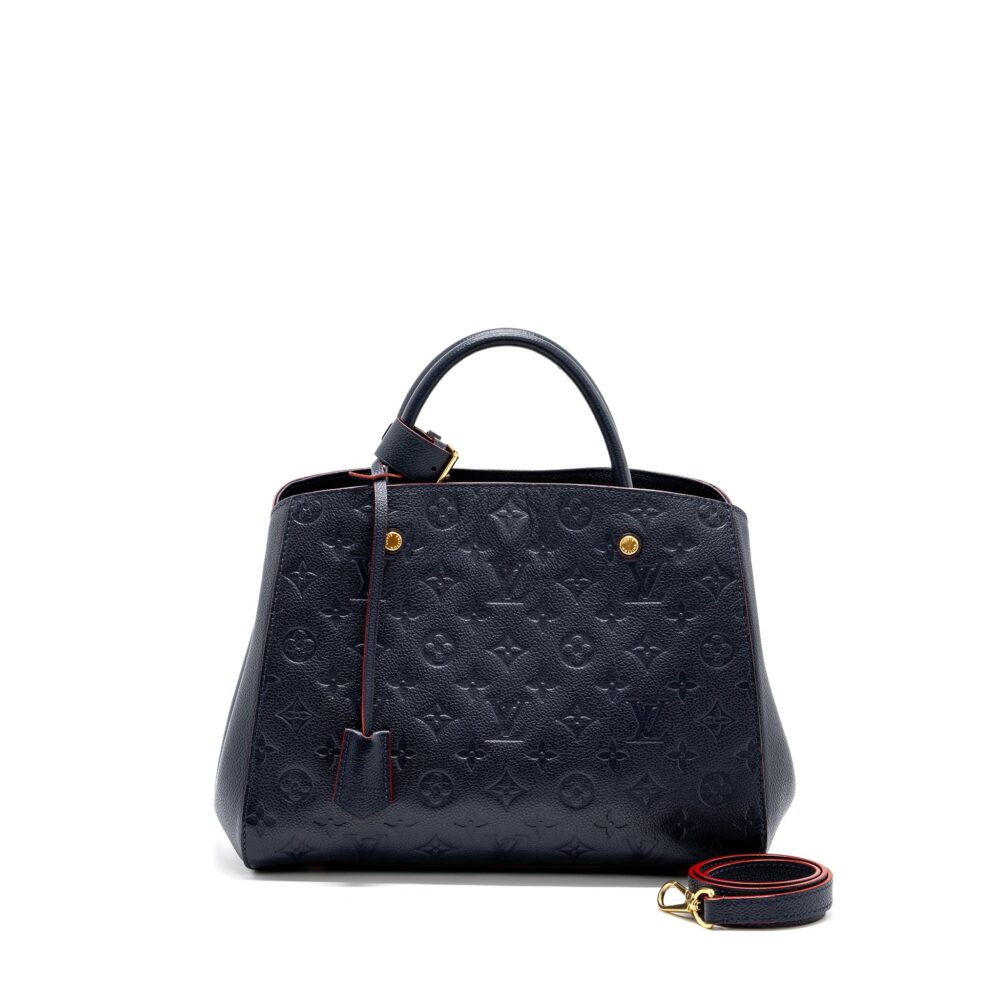 AAA Replica Louis Vuitton LV MONTAIGNE MM MONOGRAM EMPREINTE NAVY GHW