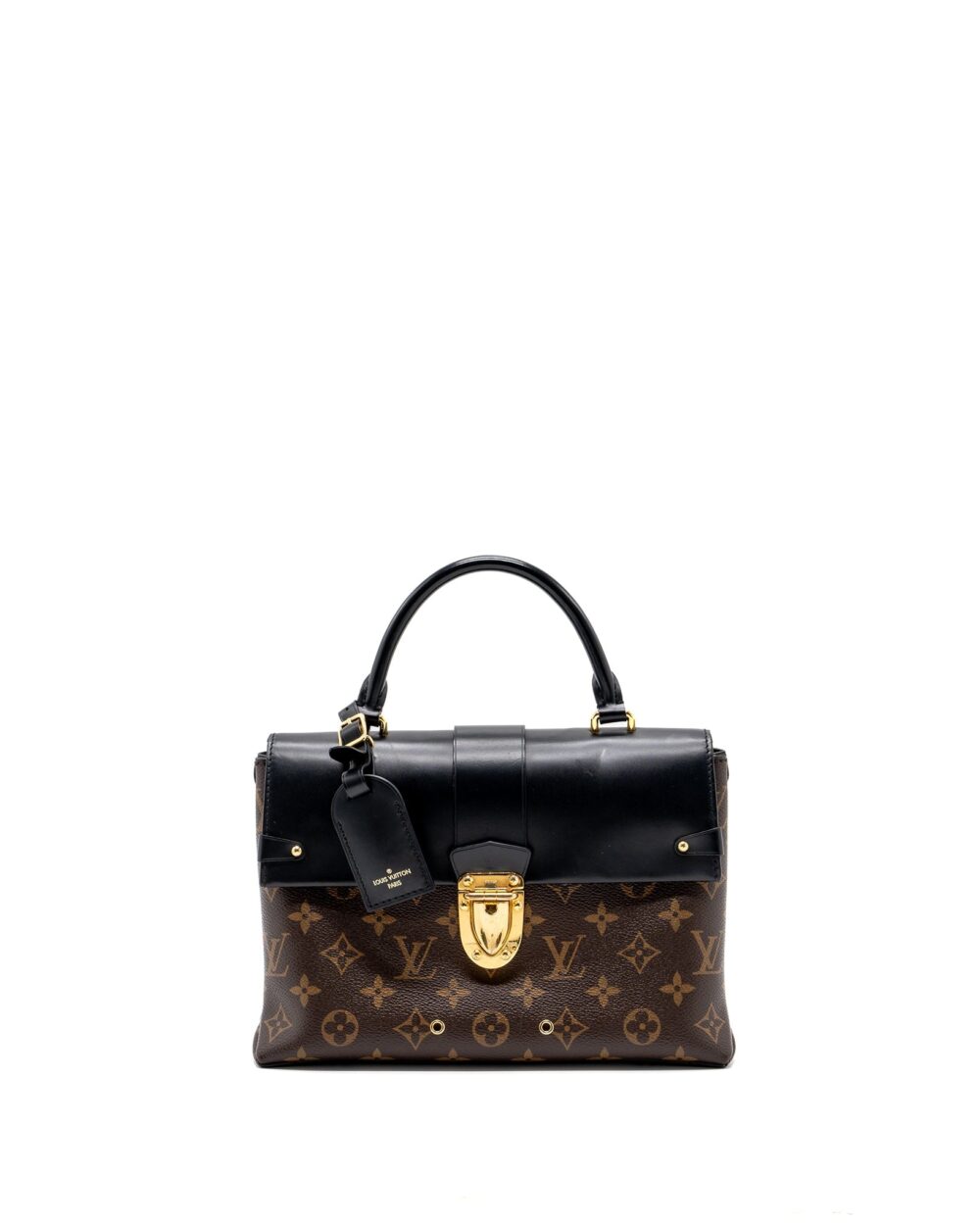 AAA Replica Louis Vuitton LV TOP HANDLE FLAP BAG MONOGRAM CANVAS / CALFSKIN BLACK GHW