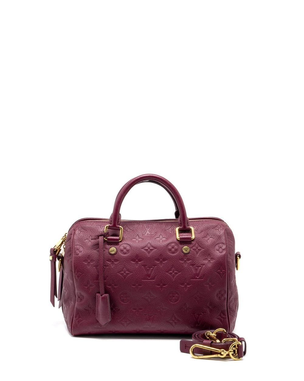 AAA Replica Louis Vuitton LV SPEEDY 25 BANDOULIERE MONOGRAM EMPREINTE PURPLE GHW