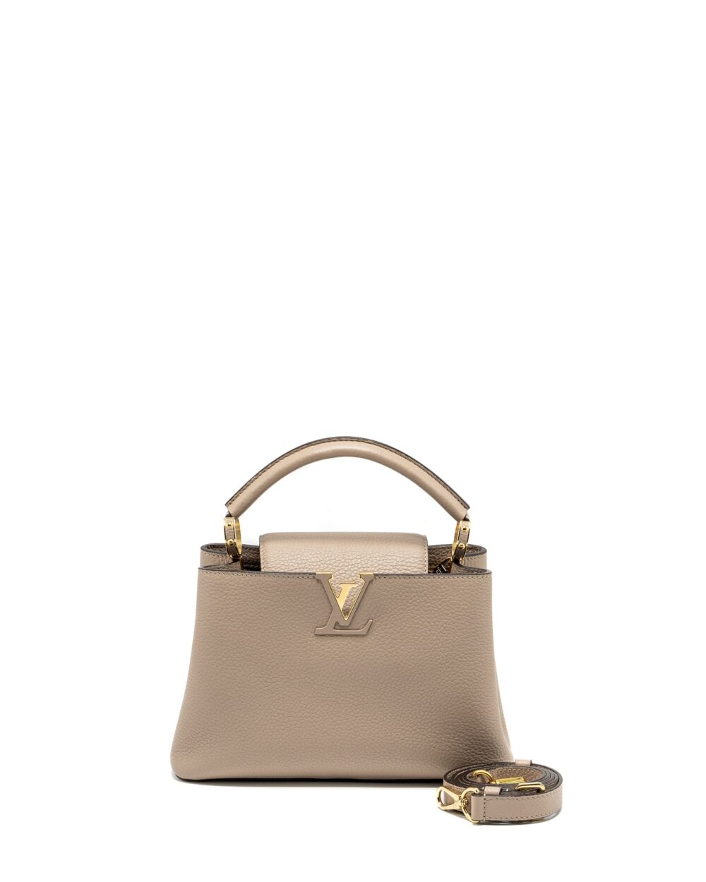 AAA Replica Louis Vuitton LV CAPUCINES BB TAURILLON GALET GHW