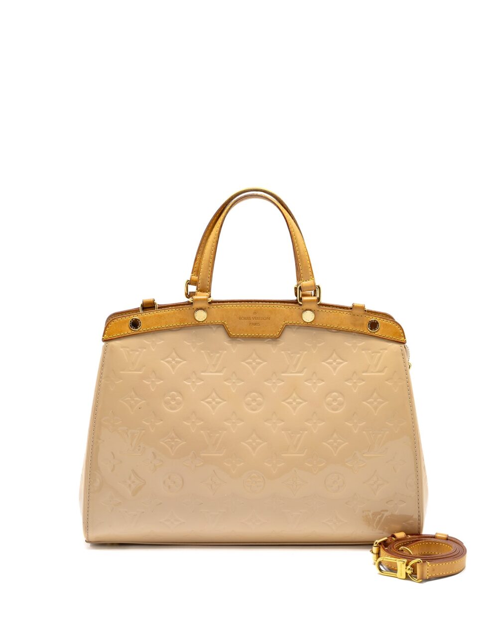 AAA Replica Louis Vuitton LV VERNIS BREA MM PATENT MONOGRAM BEIGE GHW
