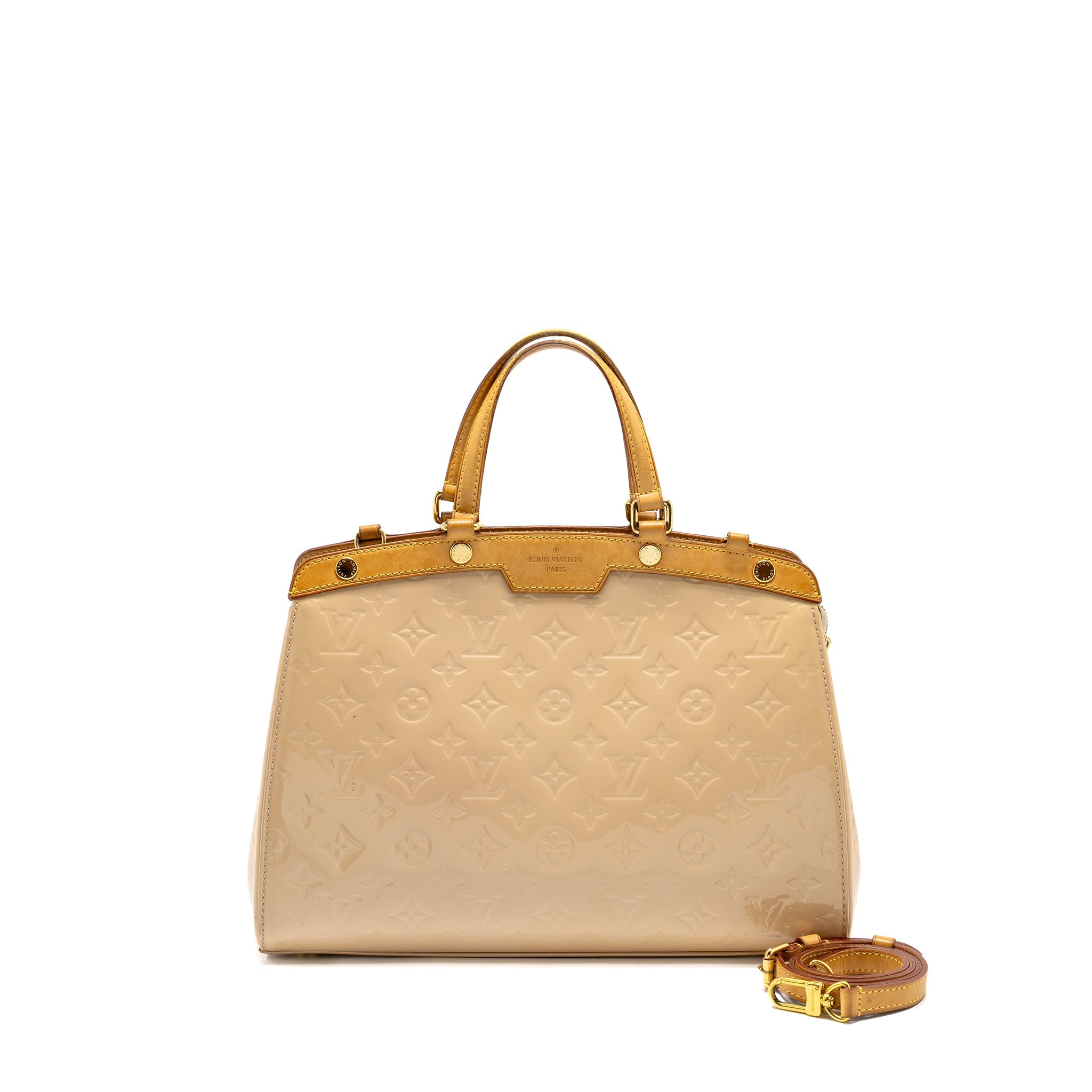 AAA Replica Louis Vuitton LV VERNIS BREA MM PATENT MONOGRAM BEIGE GHW