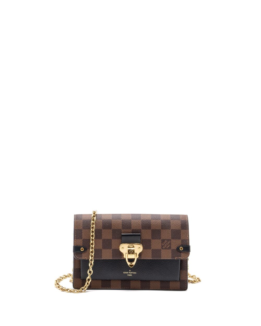 AAA Replica Louis Vuitton LV VAVIN CHAIN WALLET DAMIER EBENE/BLACK GHW (NEW VERSION)