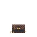 AAA Replica Louis Vuitton LV VAVIN CHAIN WALLET DAMIER EBENE/BLACK GHW (NEW VERSION)