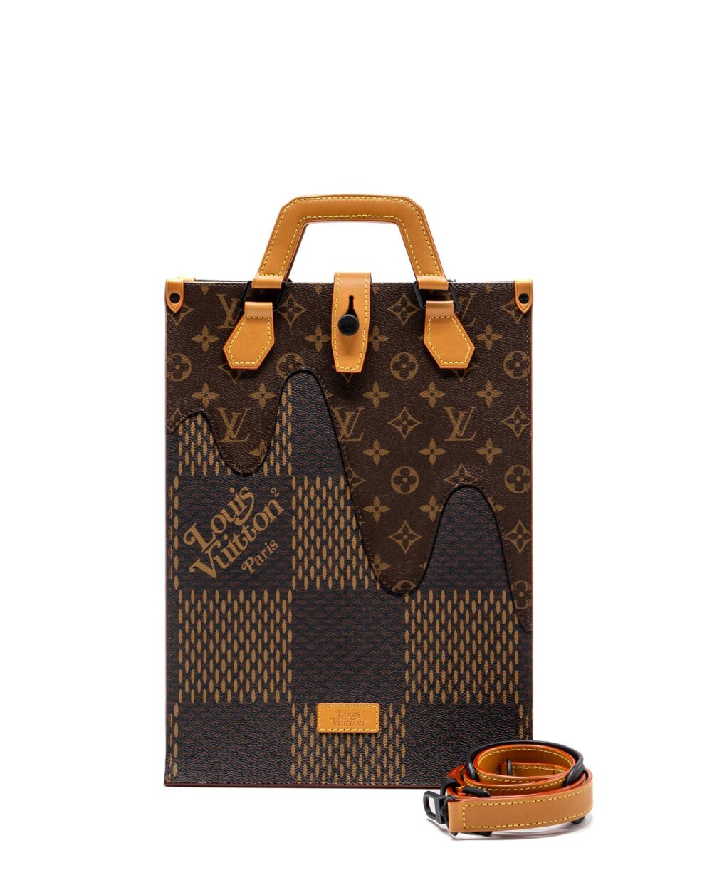 AAA Replica Louis Vuitton LV X NIGO GIANT TOTE DAMIER EBENE MONOGRAM CANVAS BROWN BLACK HARDWARE