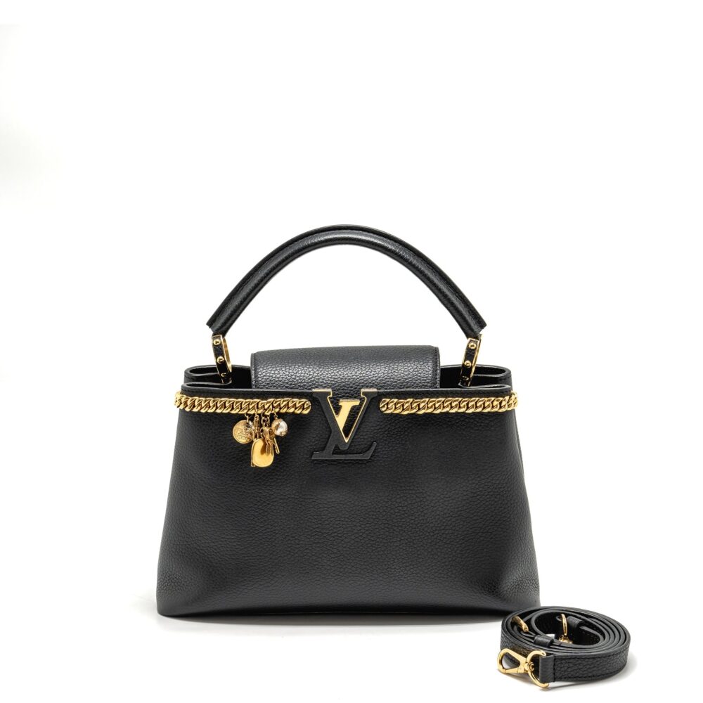 AAA Replica Louis Vuitton LV CAPUCINES MM CALFSKIN BLACK GHW