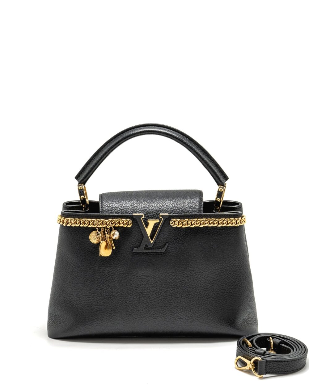 AAA Replica Louis Vuitton LV CAPUCINES MM CALFSKIN BLACK GHW