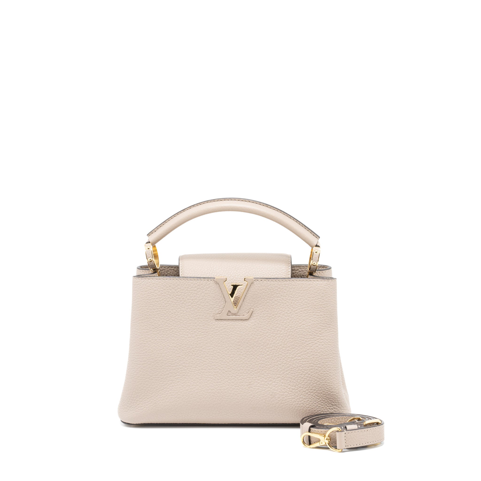 AAA Replica Louis Vuitton LV CAPUCINES BB TAURILLON GALET GHW