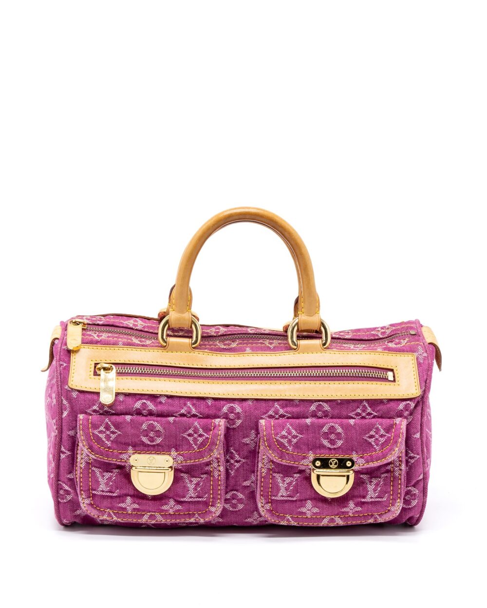 AAA Replica Louis Vuitton LV VINTAGE NEO SPEEDY MONOGRAM DENIM PINK GHW