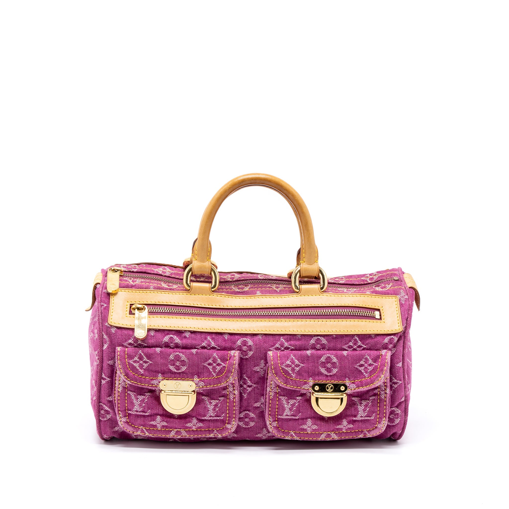 AAA Replica Louis Vuitton LV VINTAGE NEO SPEEDY MONOGRAM DENIM PINK GHW