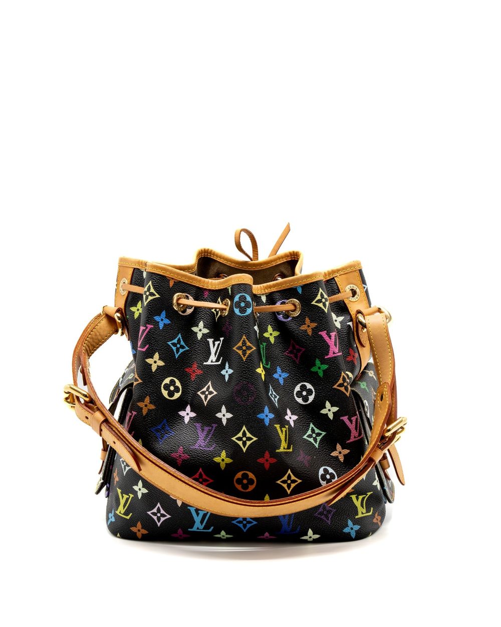 AAA Replica Louis Vuitton LV PETIT NOE MONOGRAM CANVAS BLACK/MULTICOLOUR GHW
