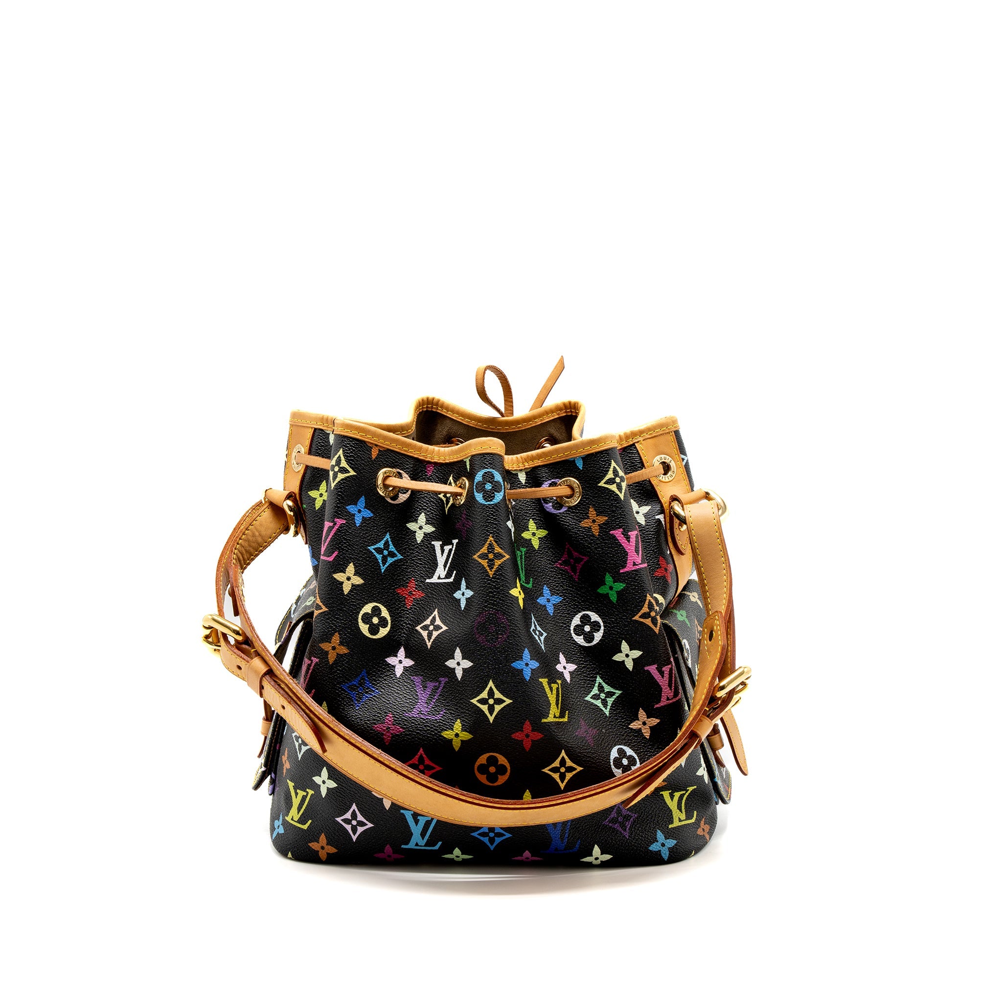 AAA Replica Louis Vuitton LV PETIT NOE MONOGRAM CANVAS BLACK/MULTICOLOUR GHW