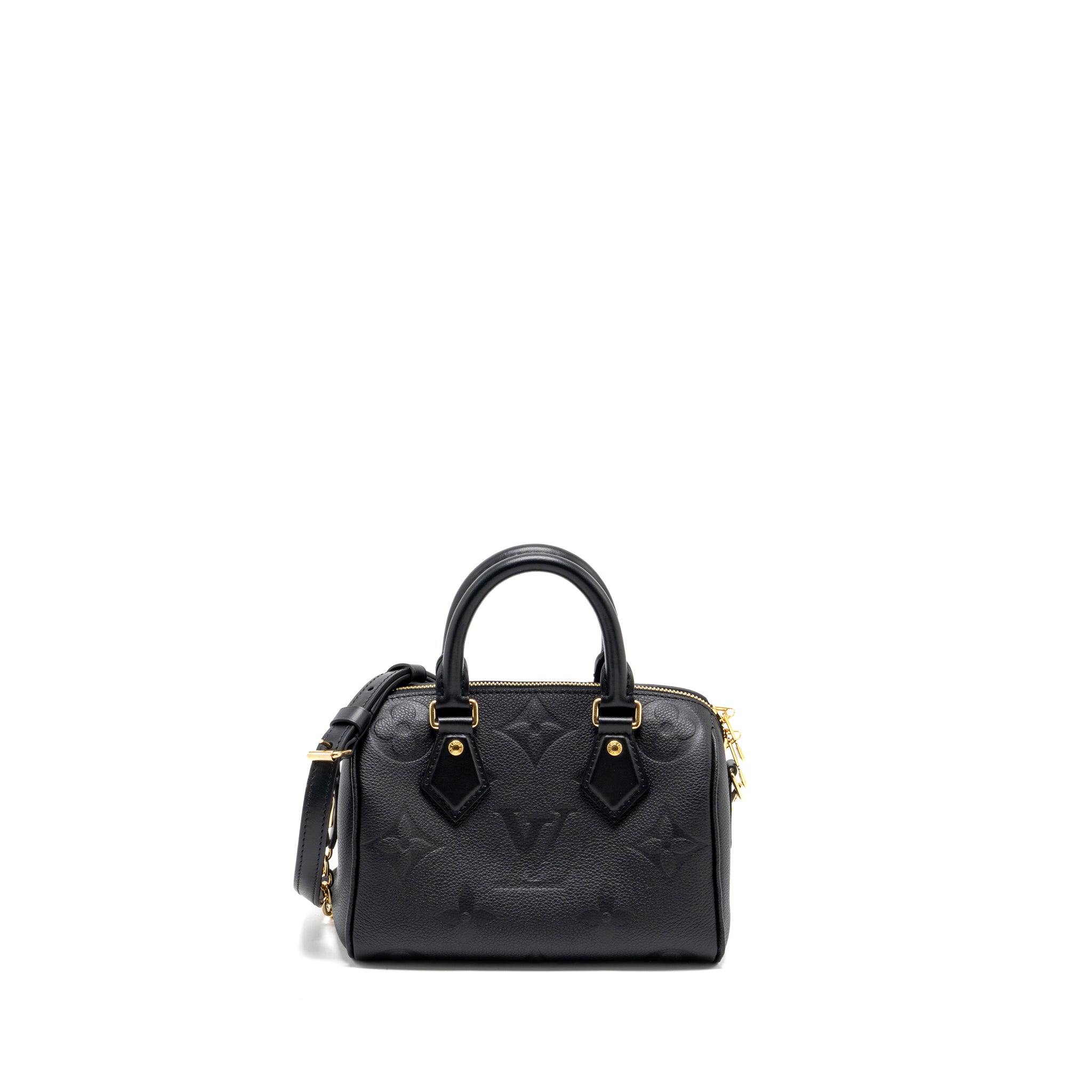 AAA Replica Louis Vuitton LV SPEEDY 20 BANDOULIERE MONOGRAM EMPREINTE BLACK GHW