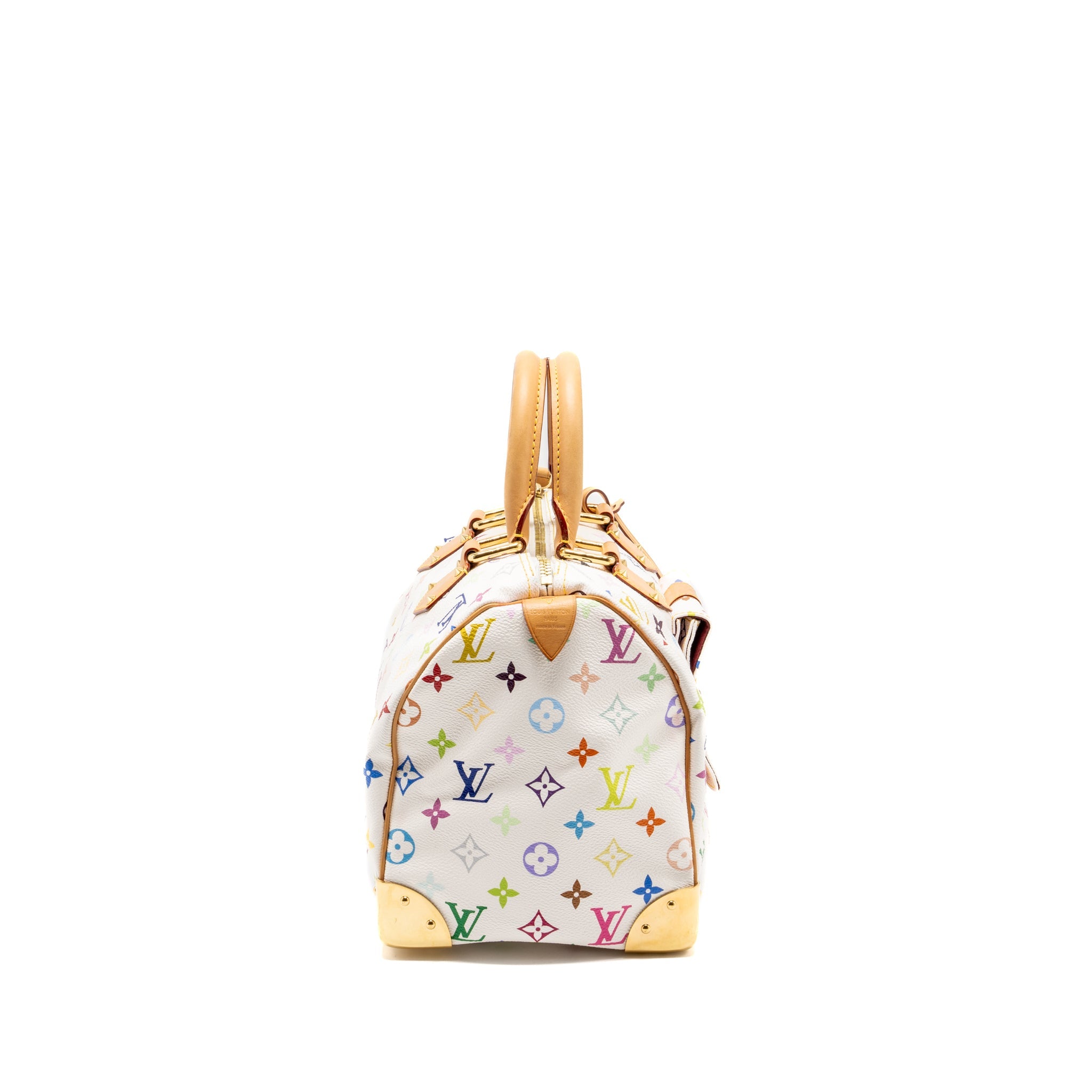 AAA Replica Louis Vuitton LV SPEEDY 30 MONOGRAM CANVAS WHITE MULTICOLOUR GHW