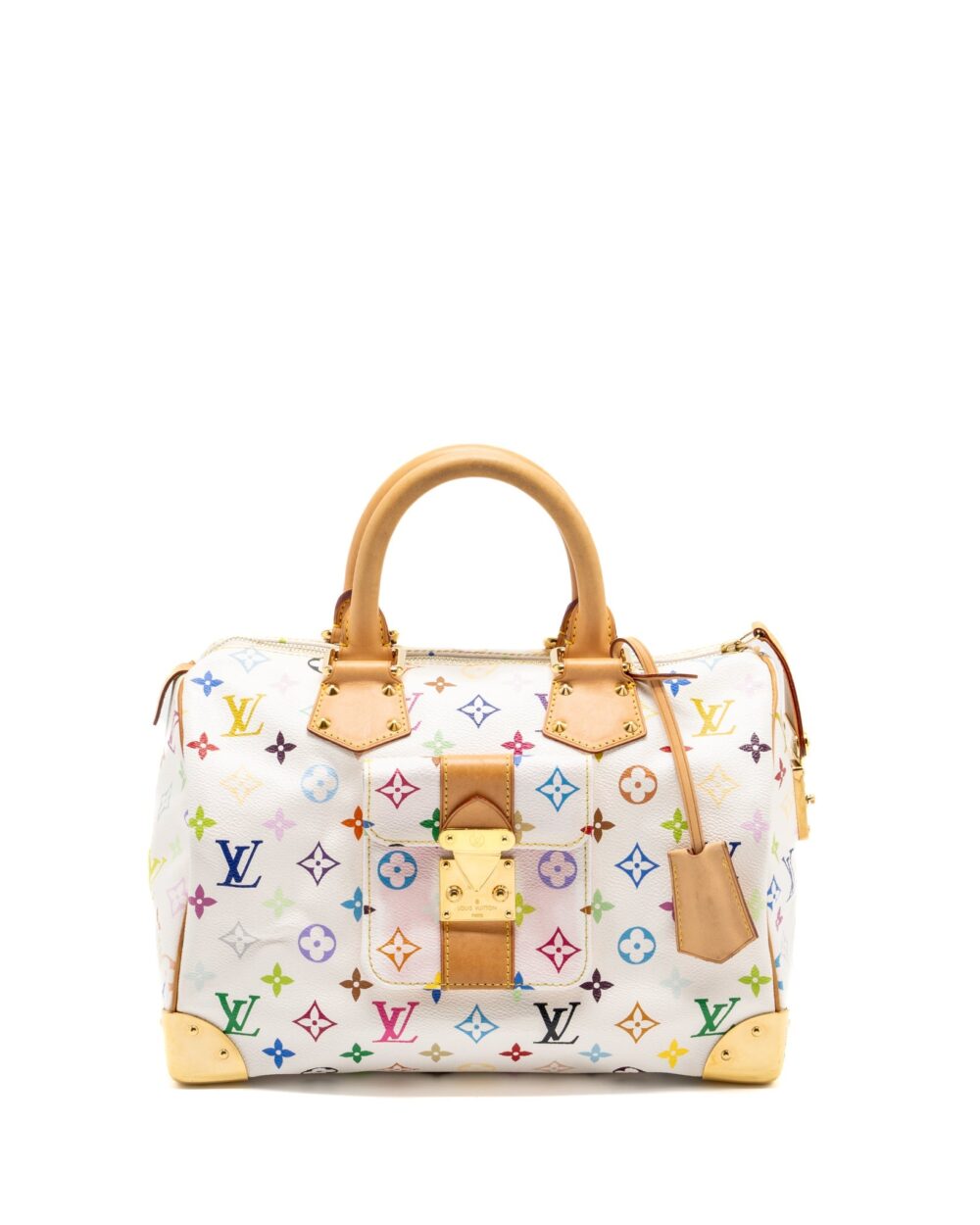 AAA Replica Louis Vuitton LV SPEEDY 30 MONOGRAM CANVAS WHITE MULTICOLOUR GHW