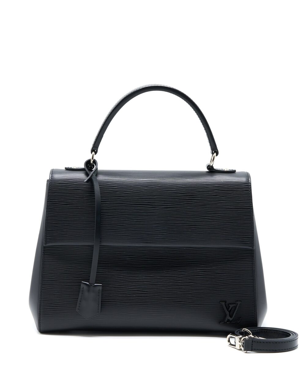AAA Replica Louis Vuitton LV CLUNY MM EPI BLACK SHW WITH INITIAL S.S