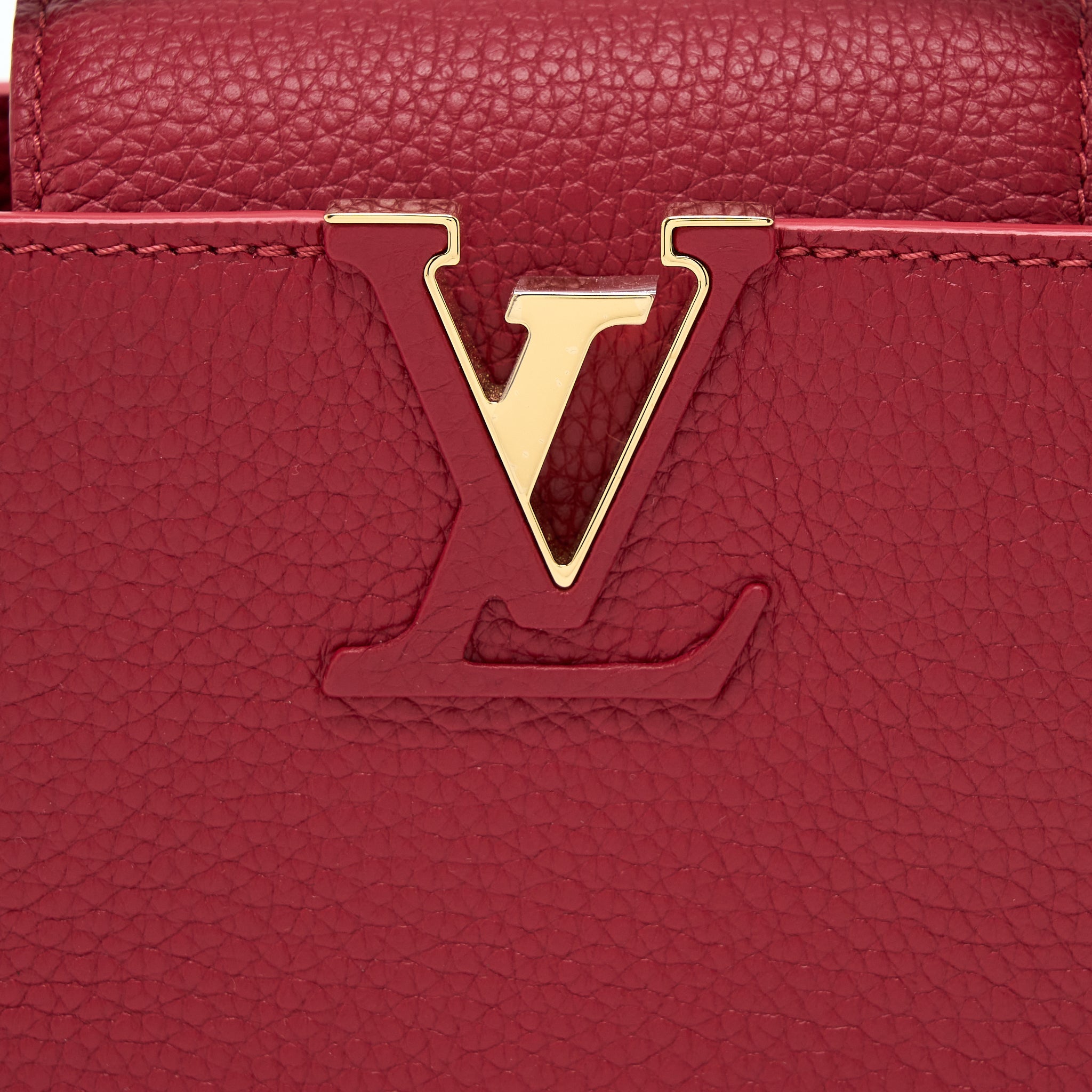 AAA Replica Louis Vuitton LV CAPUCINES MINI TAURILLON SCARLET GHW (NEW VERSION)
