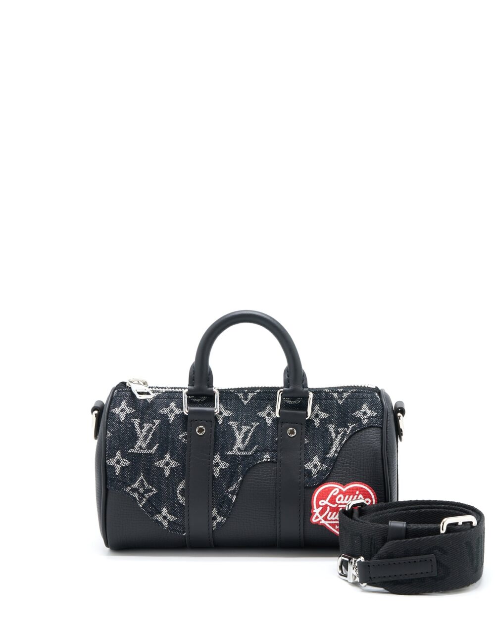 AAA Replica Louis Vuitton LV KEEPALL XS DENIM BLACK/LEATHER SHW