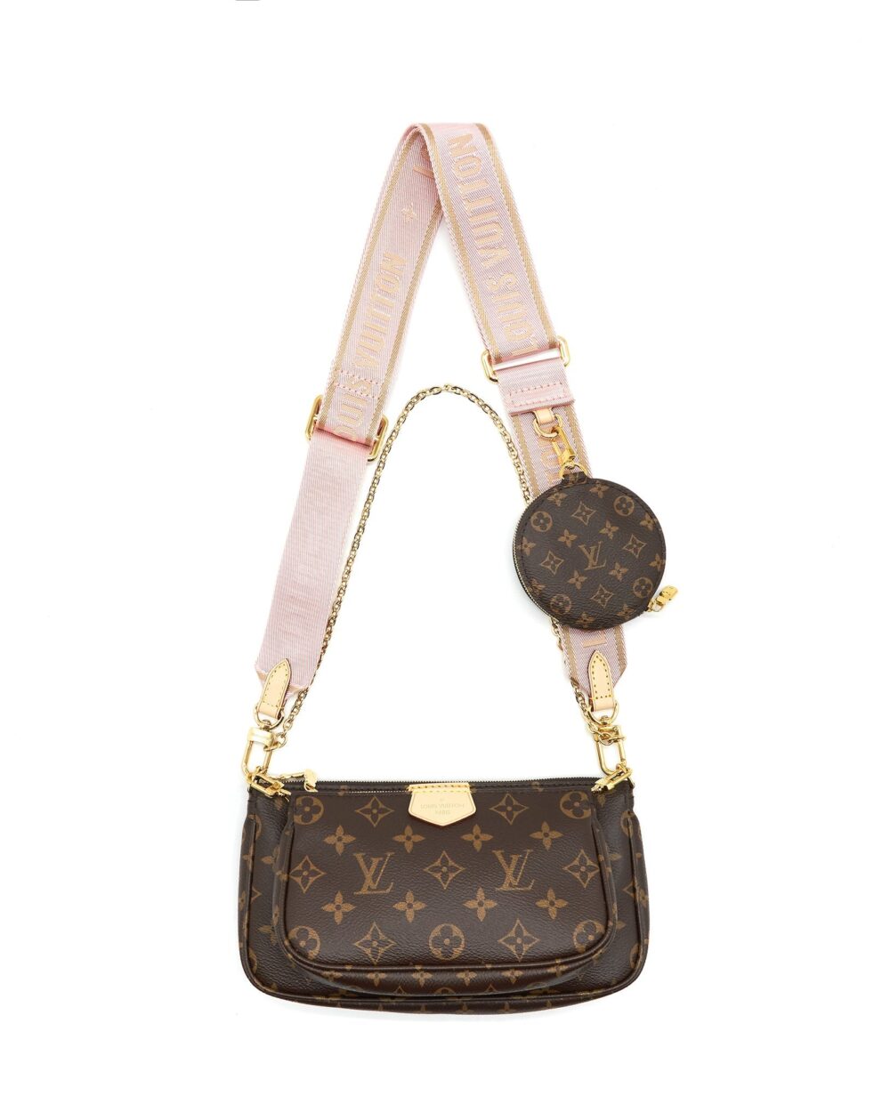 AAA Replica Louis Vuitton LV MULTI POCHETTE ACCESSORIES PINK STRAP
