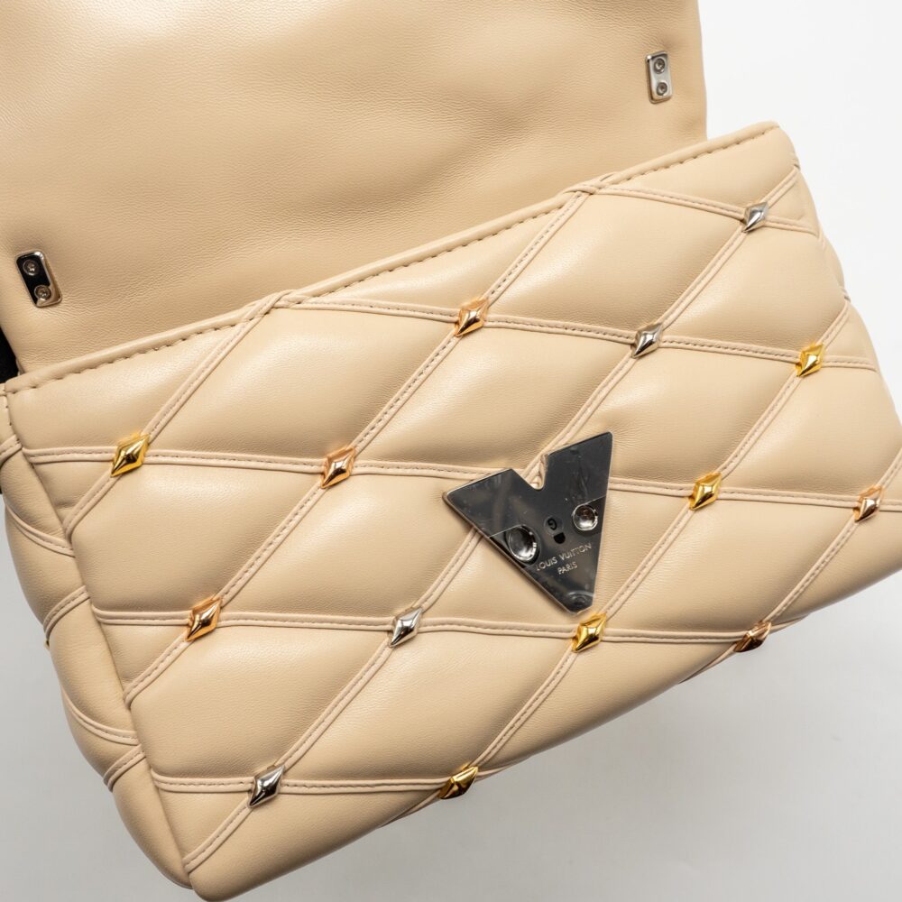 AAA Replica Louis Vuitton LV GO-14 MM LAMBSKIN BEIGE MULTICOLOUR HARDWARE
