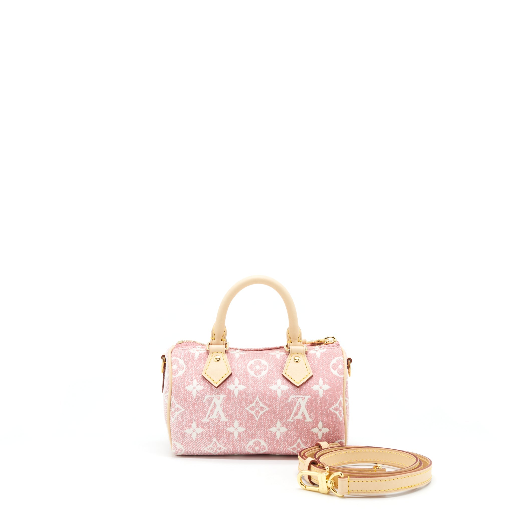 AAA Replica Louis Vuitton LV NANO SPEEDY MONOGRAM JACQUARD DENIM PINK