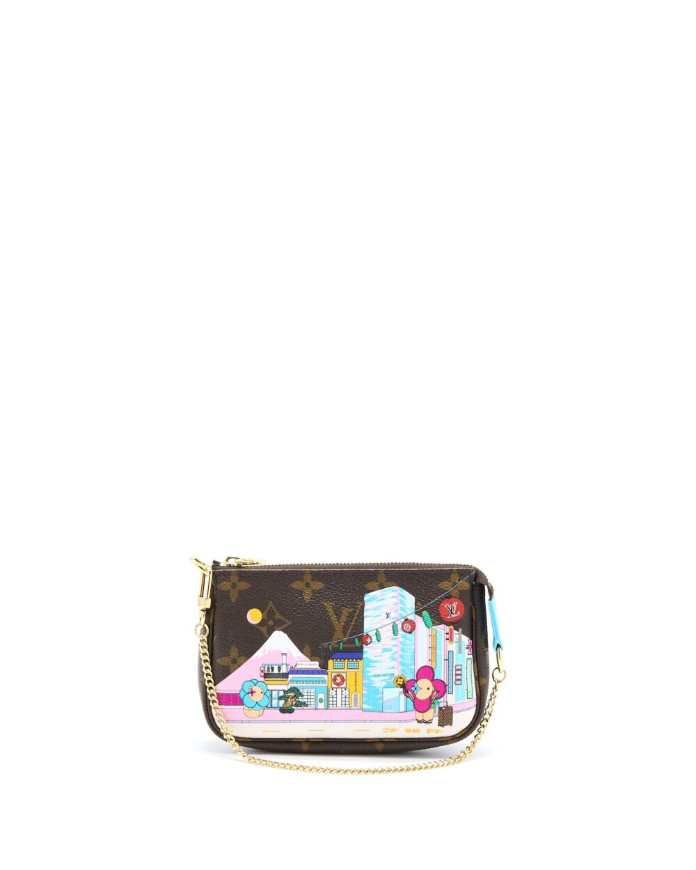 AAA Replica Louis Vuitton LV MINI POCHETTE ACCESSORIES MONOGRAM CANVAS/BLUE GHW