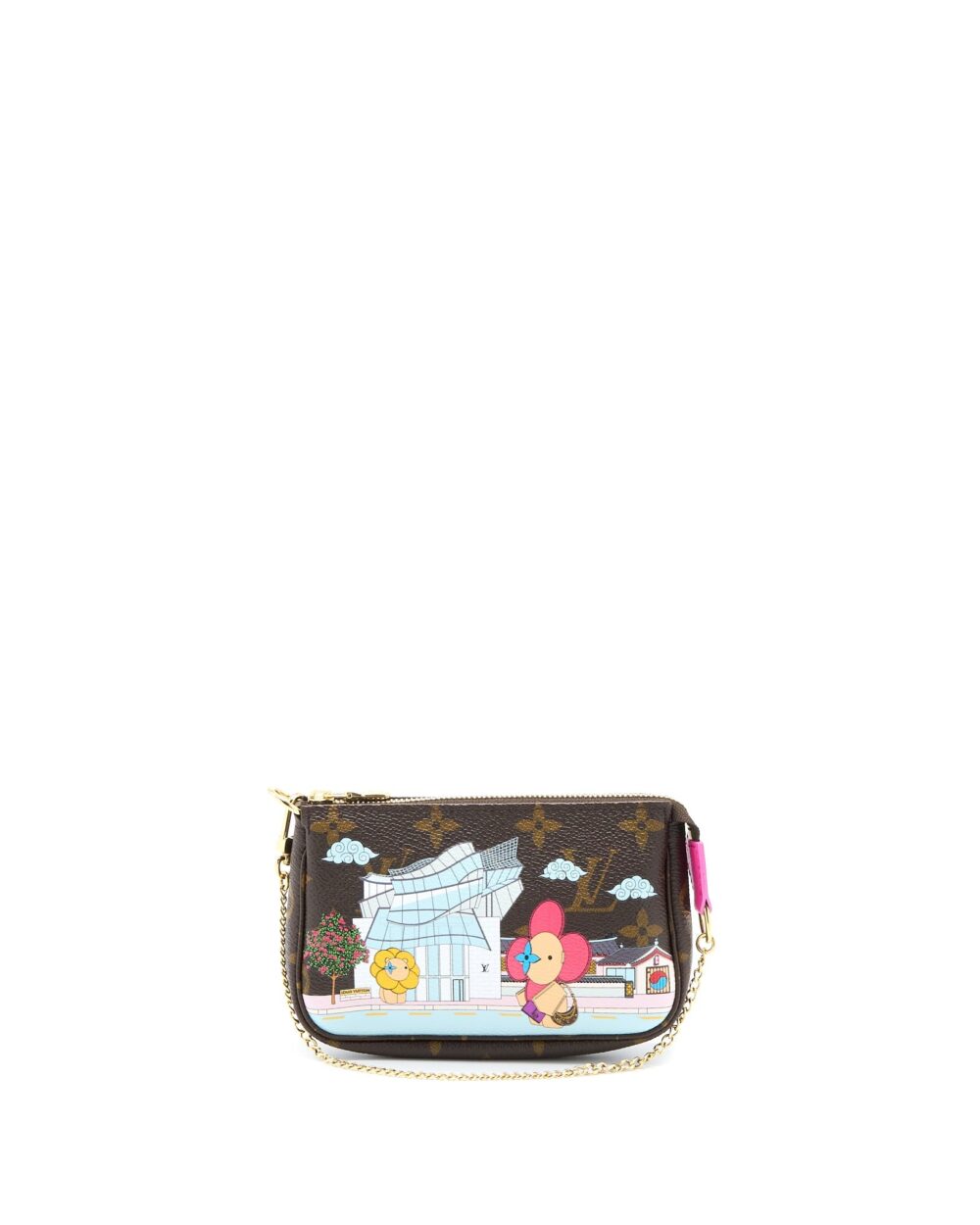 AAA Replica Louis Vuitton LV MINI POCHETTE ACCESSCORIES MONOGRAM CANVAS/HOT PINK GHW