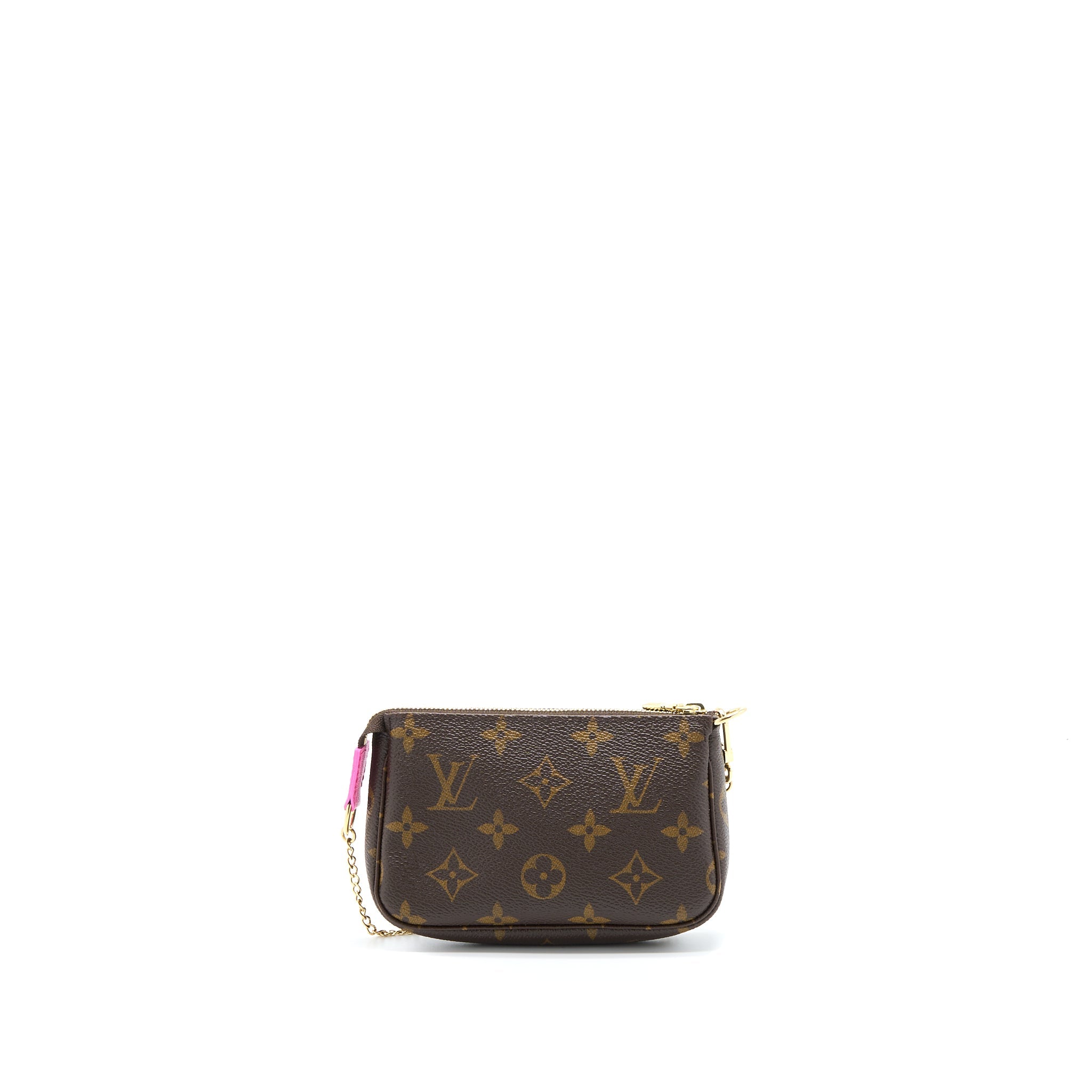 AAA Replica Louis Vuitton LV MINI POCHETTE ACCESSCORIES MONOGRAM CANVAS/HOT PINK GHW