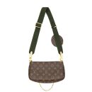 AAA Replica Louis Vuitton LV MULTI POCHETTE ACCESSORIES MONOGRAM CANVAS WITH KHAKI STRAP