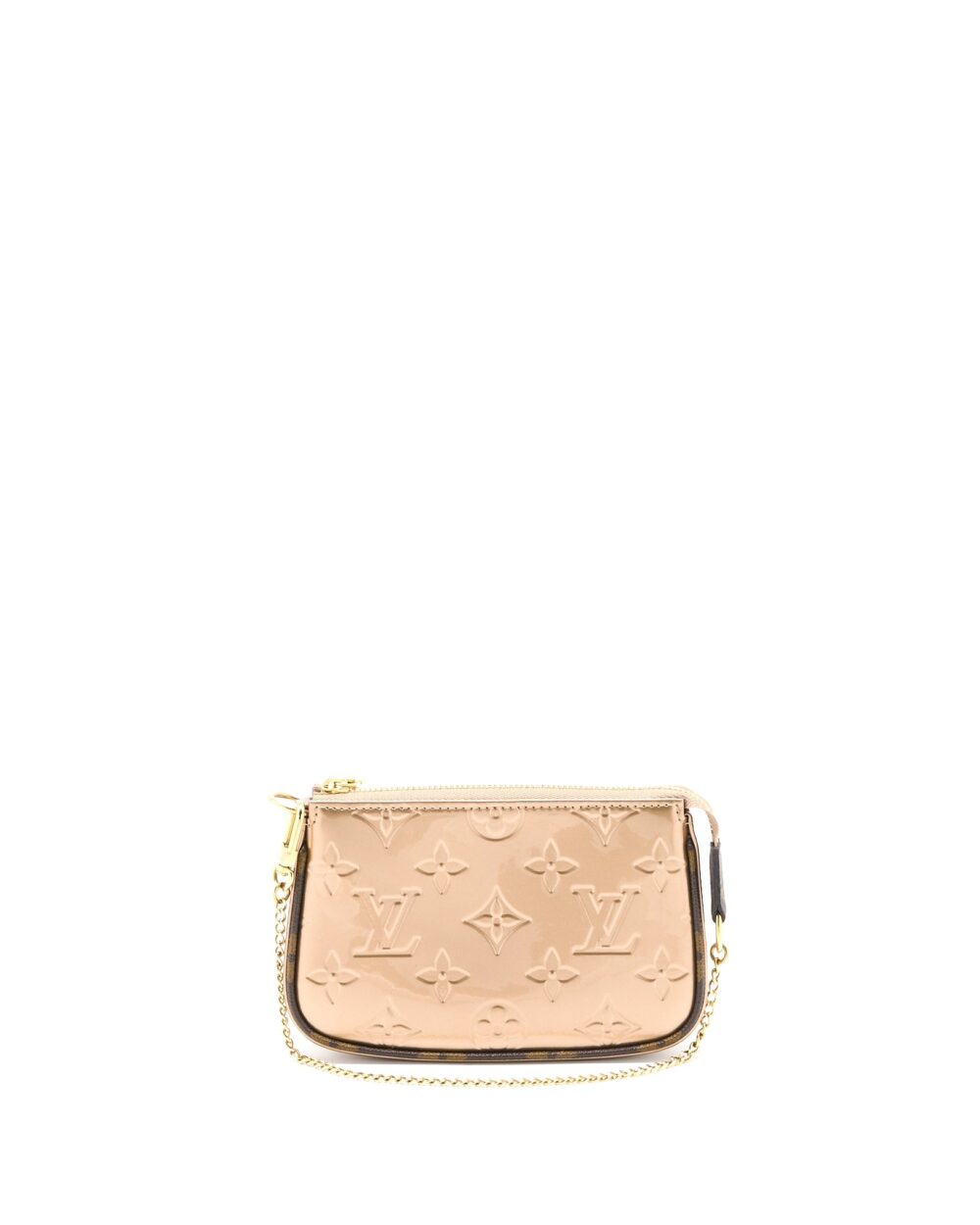 AAA Replica Louis Vuitton LV MINI POCHETTE ACCESSORIES PATENT BRONZE GHW (NEW VERSION)