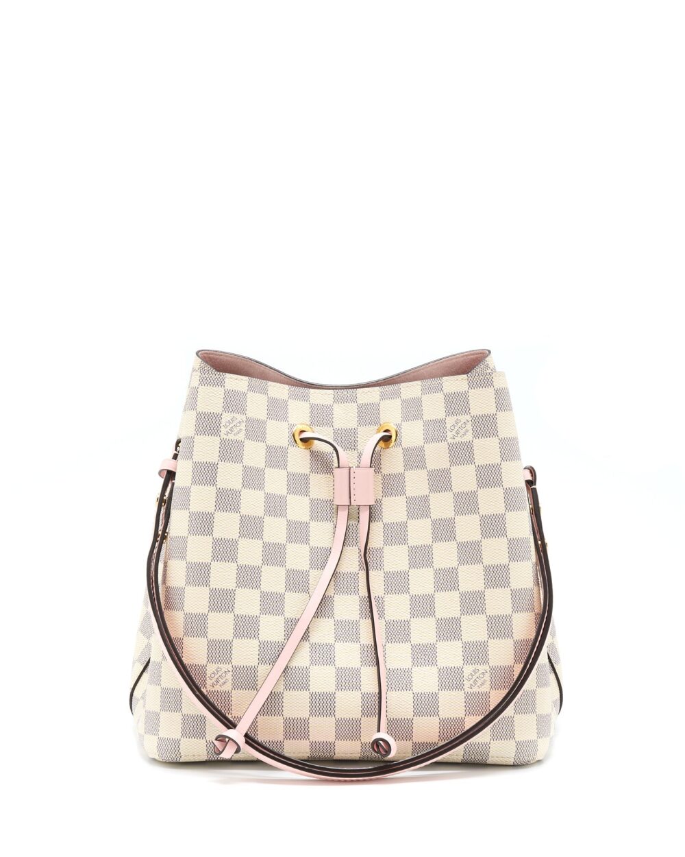 AAA Replica Louis Vuitton LV NEO NOE BUCKET BAG DAMIER AZUR/PINK GHW