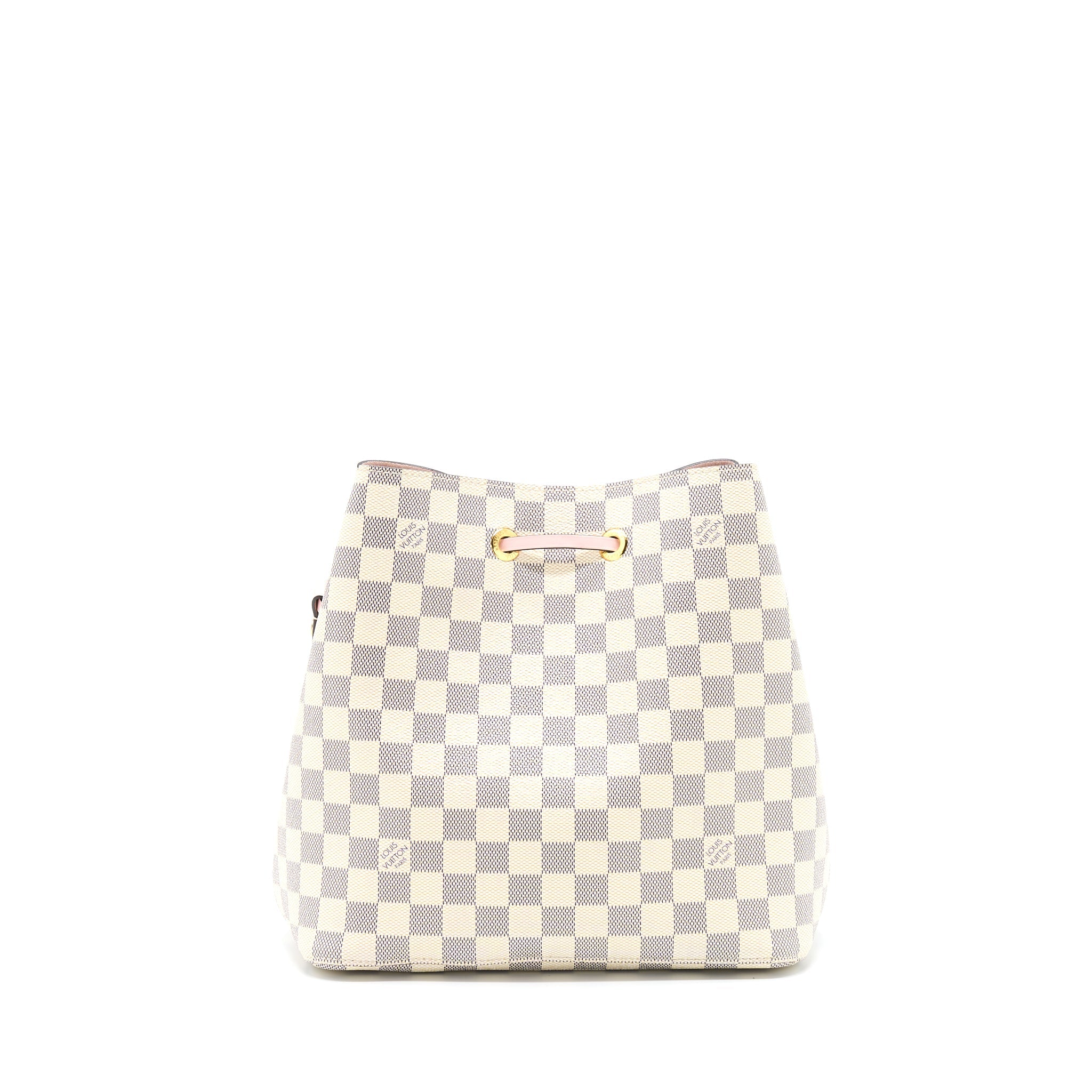 AAA Replica Louis Vuitton LV NEO NOE BUCKET BAG DAMIER AZUR/PINK GHW