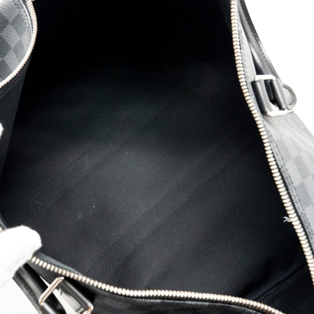 AAA Replica Louis Vuitton LV KEEPALL BANDOULIERE 45 DAMIER GRAPHITE CANVAS BLACK SHW