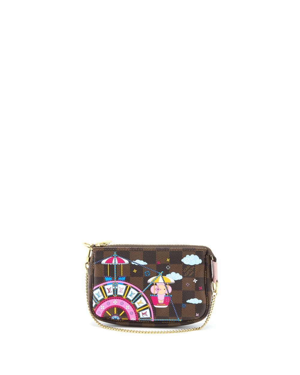AAA Replica Louis Vuitton LV MINI POCHETTE ACCESSORIES LIMITED VIVIENNE HOLIDAYS DAMIER EBENE CANVAS GHW