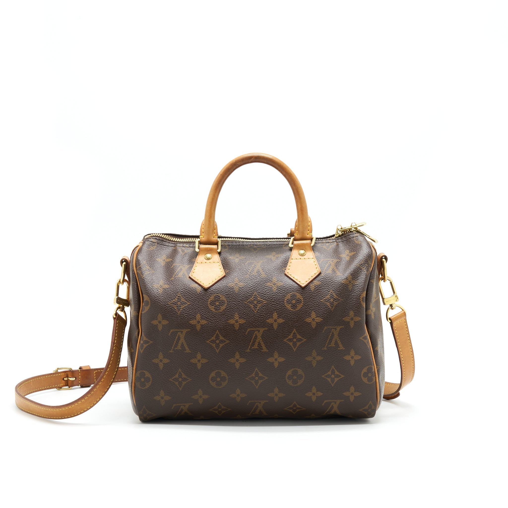 AAA Replica Louis Vuitton LV SPEEDY25 WITH STRAP MONOGRAM CANVAS