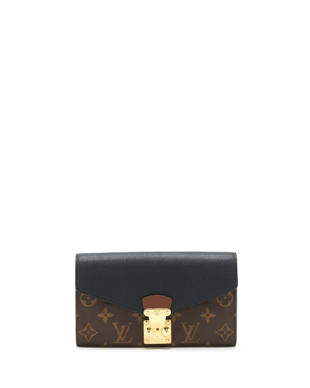 AAA Replica Louis Vuitton LV LONG WALLET BLACK/MONOGRAM CANVAS GHW