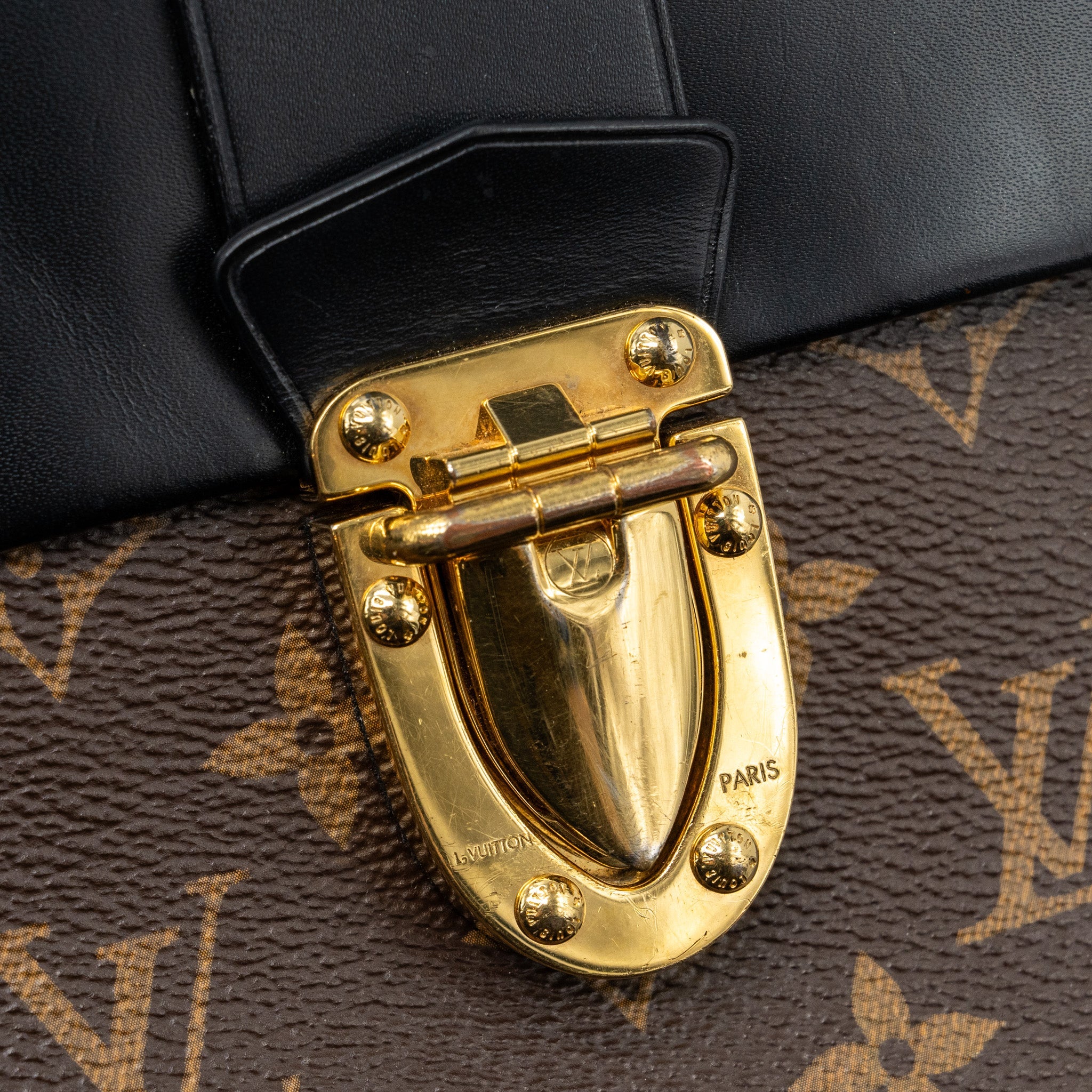 AAA Replica Louis Vuitton LV TOP HANDLE FLAP BAG MONOGRAM CANVAS / CALFSKIN BLACK GHW
