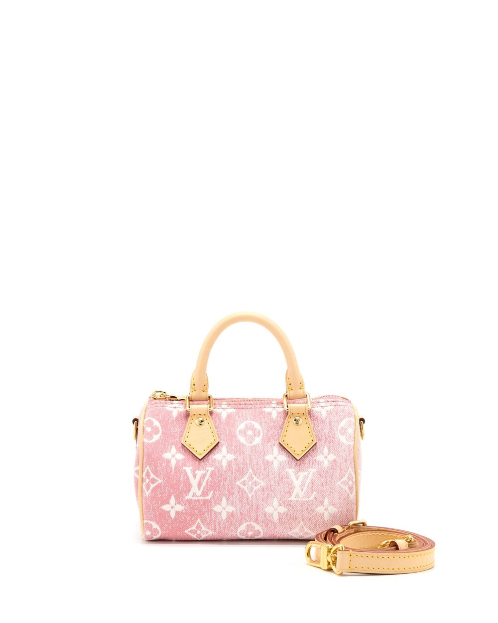 AAA Replica Louis Vuitton LV NANO SPEEDY DENIM MONOGRAM PINK GHW