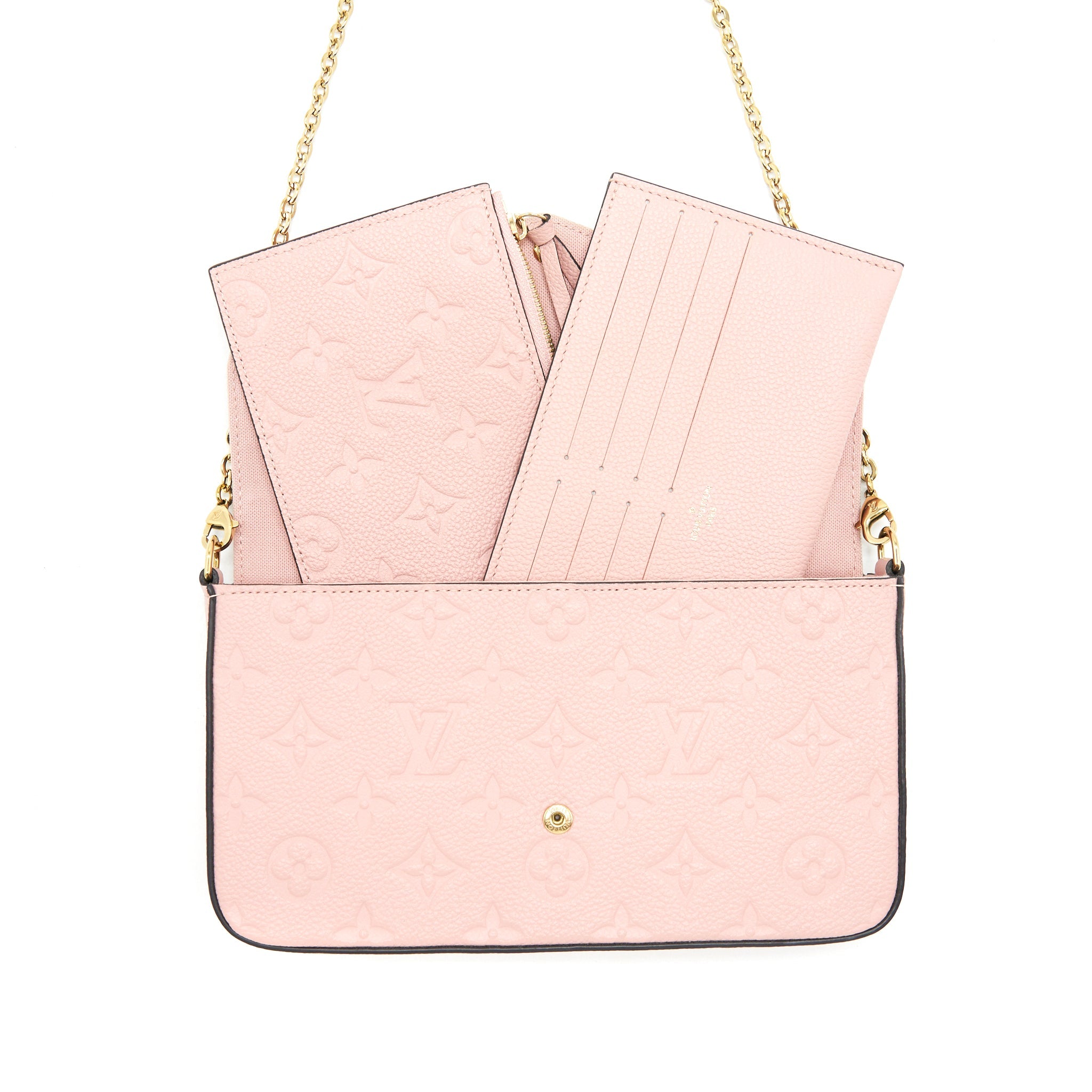 AAA Replica Louis Vuitton LV FELICIE POCHETTE MONOGRAM EMPREINTE ROSE POUDRE